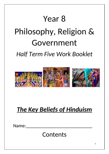 KS3 RE: Hindu Beliefs - 5 Lesson Series - Booklet, PPTs, SOW and KO