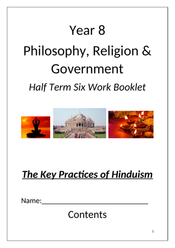 KS3 RE: Hindu Practices - 5 Lessons, Booklet, PPT, KO and SOW