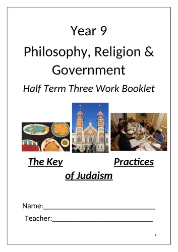 KS3 RE: Judaism Practices - 6 Lessons with booklet, PPT, SOW and KO