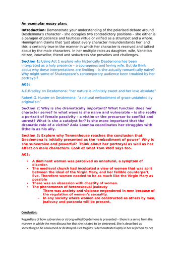 Desdemona essay plan