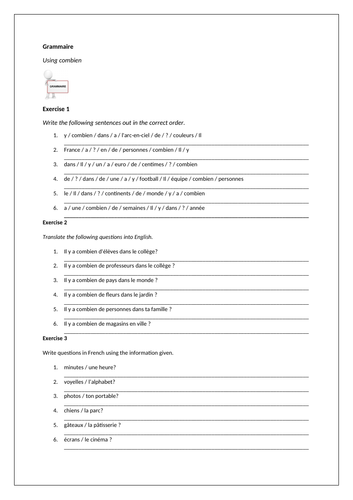 Using Combien Teaching Resources