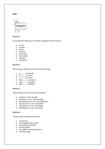Jouer (Present tense)