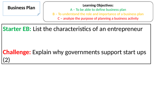 L7 - Business Plan (0450: IGCSE Business)