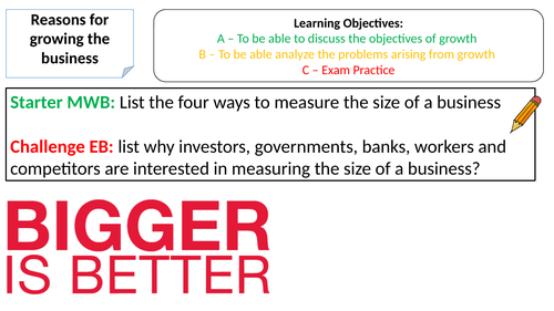 L9 - Reasons for growing the business (0450: IGCSE Business)