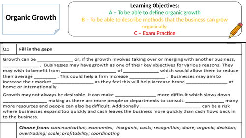 L12 - Organic Growth (0450: IGCSE Business)