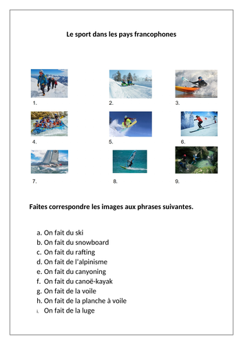 Dynamo 1 - Module 3 - Le sport dans les pays francophones - Page 64 - Worksheet