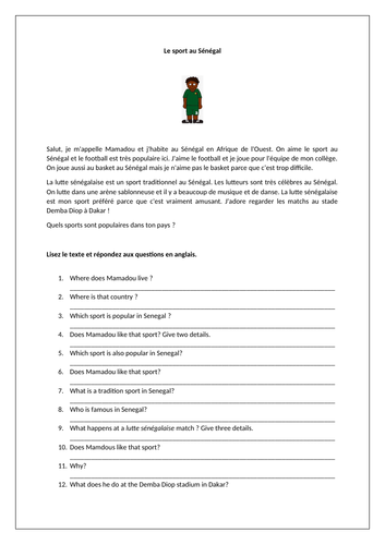 Dynamo 1 - Module 3 - Le sport dans les pays francophones - Pages 64 - 65 - Worksheet