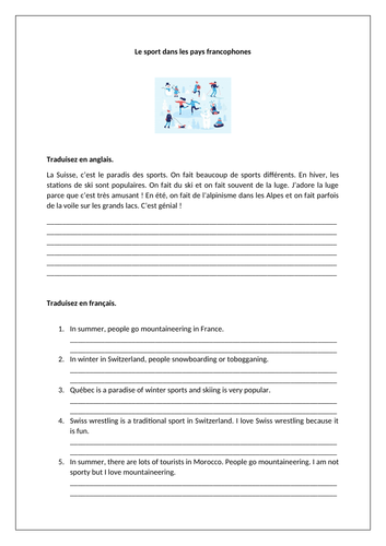 Dynamo 1 - Module 3 - Le sport dans les pays francophones - Pages 64 - 65 - Worksheet