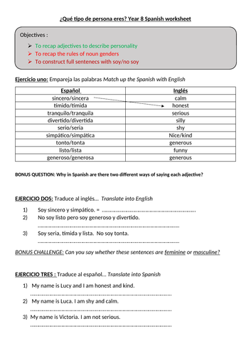 Que tipo de persona eres - worksheet