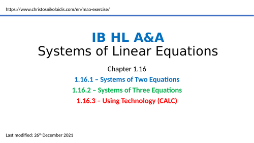 Systems of Linear Equations IB A&A HL
