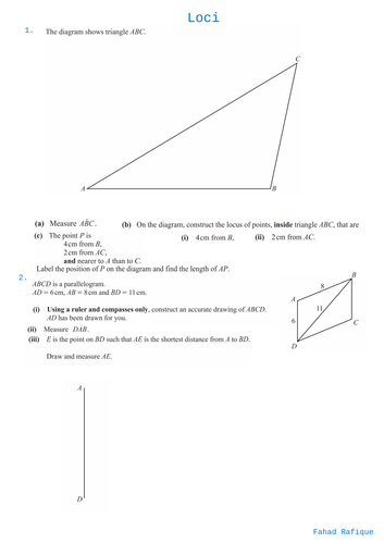 Loci Worksheet