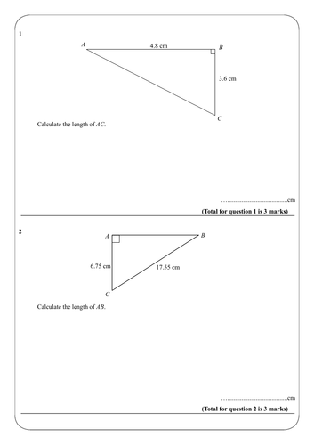 Pythagoras Worksheet