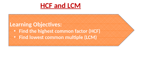 HCF and LCM of numbers: whole lesson: ppt, worksheet and answer sheet