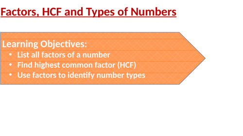 Factors And HCF: Whole lesson in ppt , worksheet and answer sheet