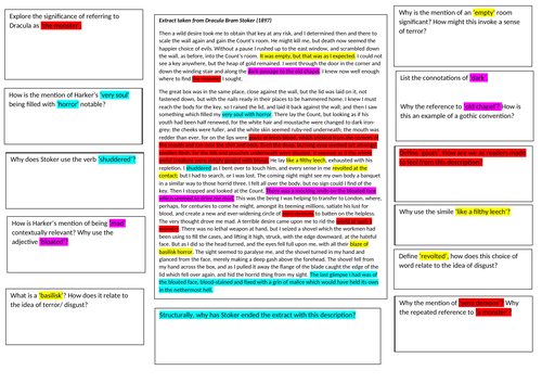 Guided annotation sheet for 'Dracula'