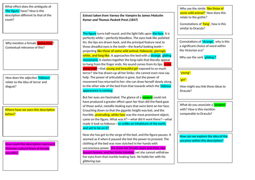 Varney the Vampire Guided Annotation Sheet
