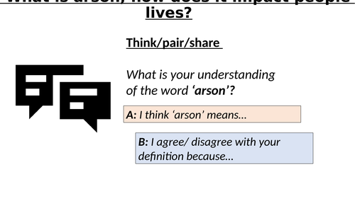 PSHE Lesson- Arson