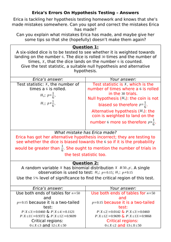 Erica's Errors On Hypothesis Testing