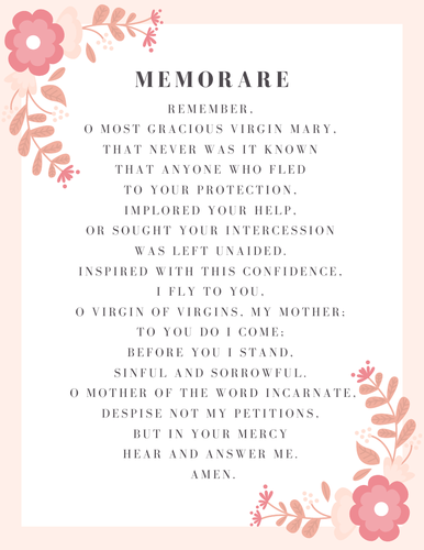 Memorare/Prayer Card/Prayer Poster/Catholic