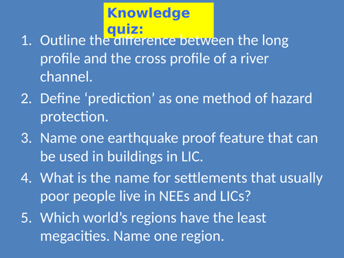 GCSE AQA Rivers unit: Erosional Landforms: V-shaped valley and interlocking spurs