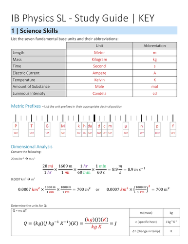 IB Physics SL Study Guide + Solution
