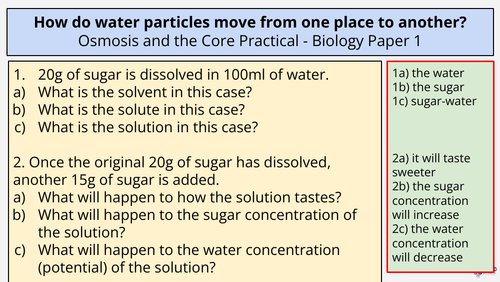 Osmosis: Revision and CorePractical