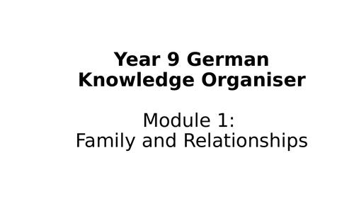 German Knowledge Organiser - Family