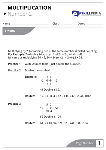 Mental Multiplication - Number 2