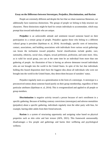 essay on racism and discrimination