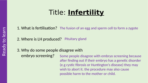 Infertility AQA GCSE Biology/trilogy IVF and fertility drugs