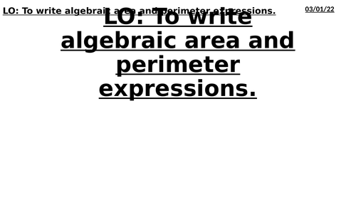 Writing Expressions for Shapes Algebraically