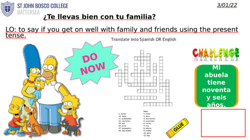 Te llevas bien con tu familia Spanish KS3