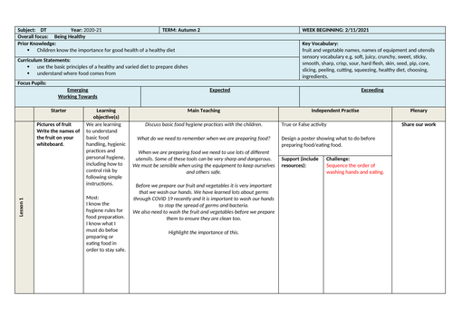 DT Fruit Salad Planning Unit Progressive Year 1