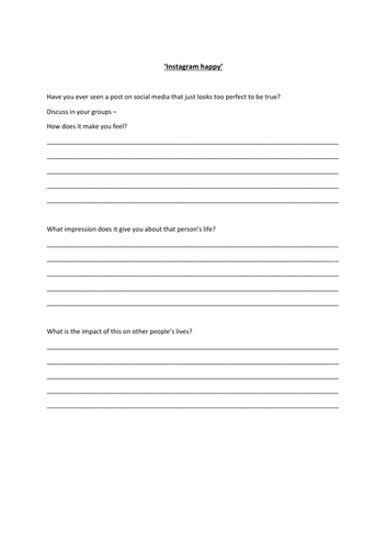 'Instagram happy' Online social responsibility task