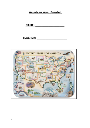 Edexcel American West work booklet for grades 4