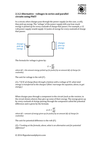 Voltages in series and parallel circuits using PhET