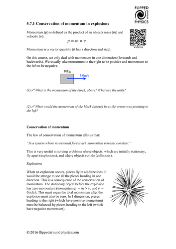 Conservation of momentum in explosions