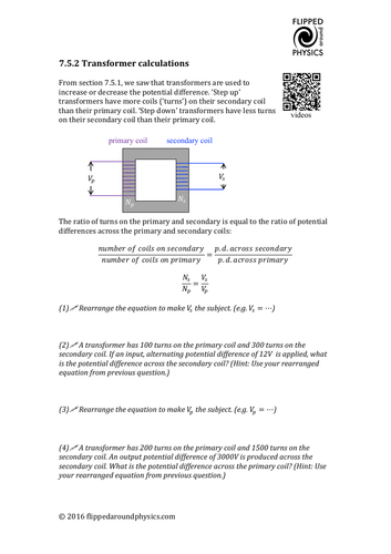 Transformers calculations