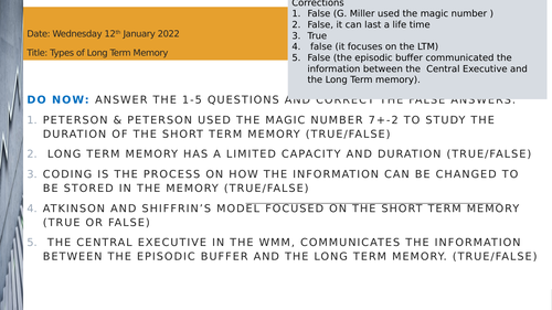 Types of Long Term Memory
