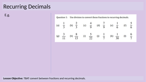 Recurring decimals