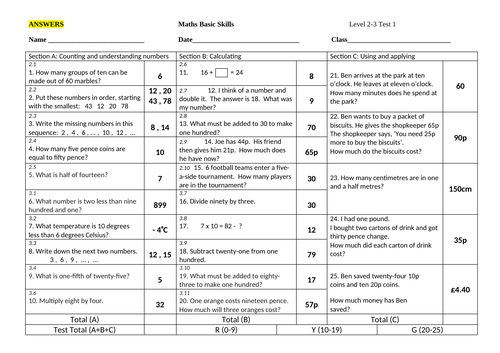 Old style level 2-3 quick maths sheets.