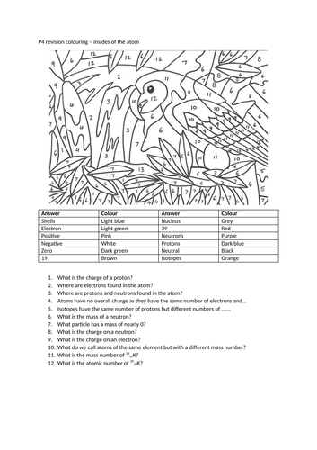 P4 revision colouring by numbers