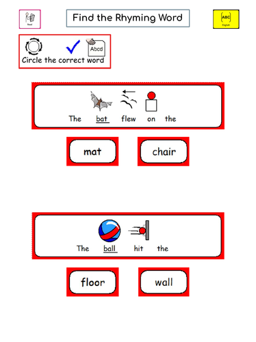 SEN - Rhyming words - Differentiated