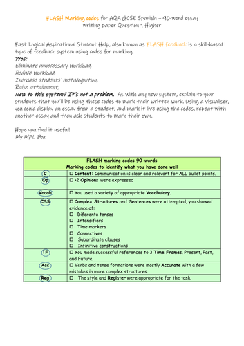 Flash Marking codes