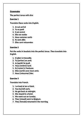 Dynamo 2 (Rouge) - Module 1 - Tu es allé[e] où? – Page 15 - The perfect tense with être
