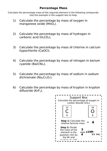 GCSE Chemistry - Percentage Mass Calculations