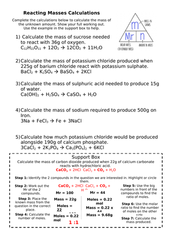 GCSE Chemistry - Reacting Masses Calculations