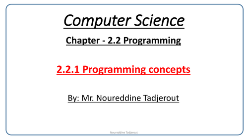 Computer Science for Y ear 10 and 11- Paper 2- 1 - Programming concepts