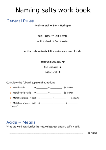 KS3/4 AQA - Naming Slats Workbook