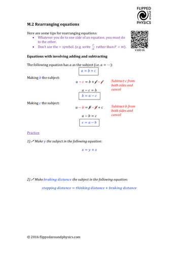 Rearranging equations